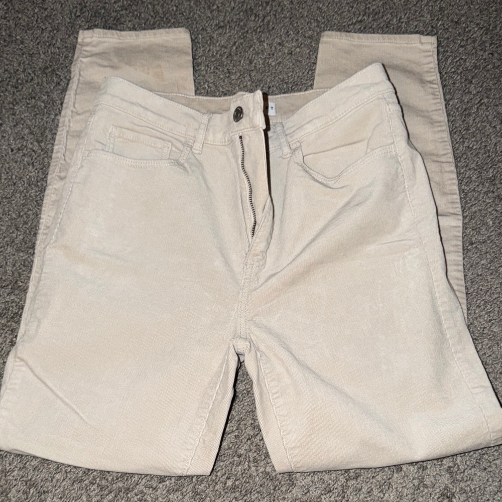 Women's Cream Corduroy Pants - Picture 2 of 11